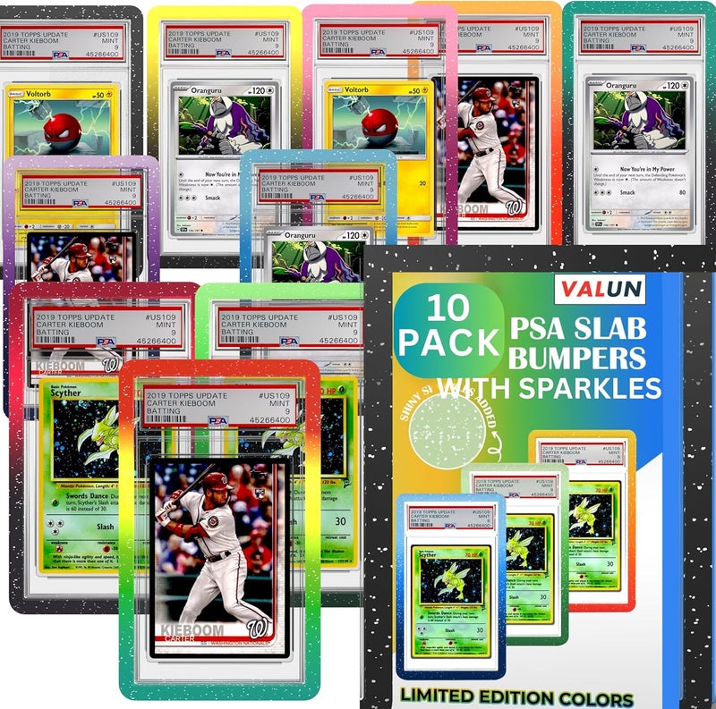 VALUN PSA Slab Bumper 10 PACK (SPARKLE MANIA LIMITED EDITION) – Hard TPU PSA Slab Protector Guard for Graded Cards – PSA Slab Bumper Guard for PSA Slabs – Card Slab Protector for PSA Card Protection - Image 1